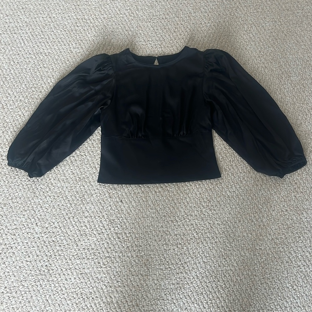 NWT Black Silky Top with Open Back